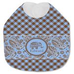 Gingham & Elephants Jersey Knit Baby Bib w/ Name or Text