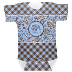 Gingham & Elephants Baby Bodysuit 3-6 (Personalized)
