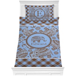 Gingham & Elephants Comforter Set - Twin XL (Personalized)