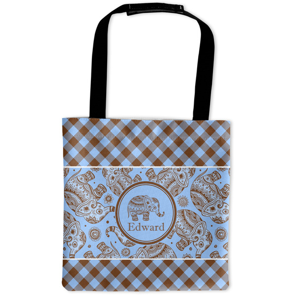 Custom Gingham & Elephants Auto Back Seat Organizer Bag (Personalized)