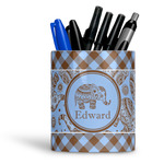 Gingham & Elephants Ceramic Pen Holder