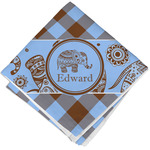 Gingham & Elephants Cloth Napkin w/ Name or Text