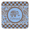 Gingham & Elephants Coaster Set - FRONT (one)