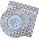 Gingham & Elephants Rubber Backed Coaster (Personalized)