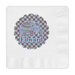 Gingham & Elephants Embossed Decorative Napkins (Personalized)