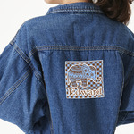 Gingham & Elephants Twill Iron On Patch - Custom Shape - X-Large (Personalized)