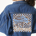 Gingham & Elephants Twill Iron On Patch - Custom Shape - 3XL - Set of 4 (Personalized)