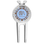 Gingham & Elephants Golf Divot Tool & Ball Marker (Personalized)