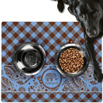 Gingham & Elephants Dog Food Mat - Large w/ Name or Text