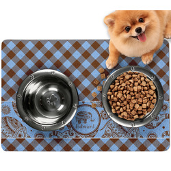 Gingham & Elephants Dog Food Mat - Small w/ Name or Text
