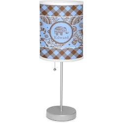 Gingham & Elephants 7" Drum Lamp with Shade Polyester (Personalized)