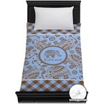 Gingham & Elephants Duvet Cover - Twin (Personalized)