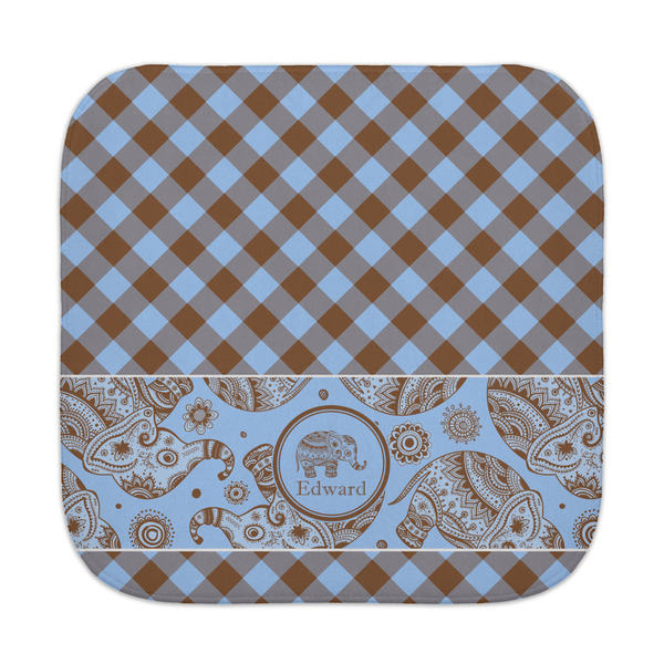 Custom Gingham & Elephants Face Towel (Personalized)