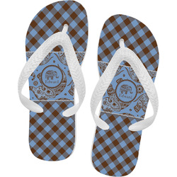 Gingham & Elephants Flip Flops - Small (Personalized)