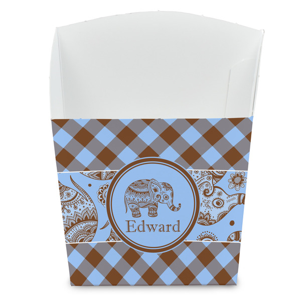 Custom Gingham & Elephants French Fry Favor Boxes (Personalized)