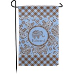 Gingham & Elephants Small Garden Flag - Double Sided w/ Name or Text