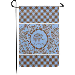 Gingham & Elephants Small Garden Flag - Single Sided w/ Name or Text