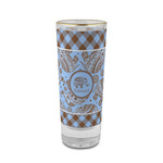 Gingham & Elephants 2 oz Shot Glass -  Glass with Gold Rim - Single (Personalized)