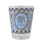 Gingham & Elephants Glass Shot Glass - 1.5 oz - Single (Personalized)