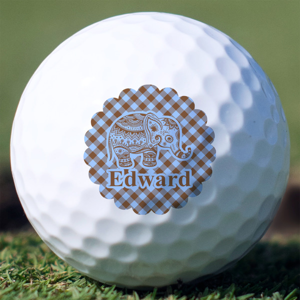 Custom Gingham & Elephants Golf Balls (Personalized)