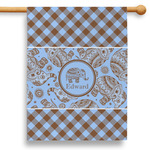 Gingham & Elephants 28" House Flag - Single Sided (Personalized)