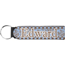 Gingham & Elephants Neoprene Keychain Fob (Personalized)