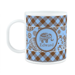 Gingham & Elephants Plastic Kids Mug (Personalized)