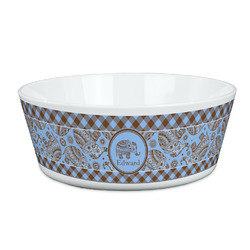 Gingham & Elephants Kid's Bowl (Personalized)