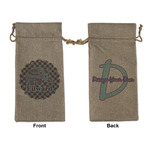 Gingham & Elephants Large Burlap Gift Bag - Front & Back (Personalized)