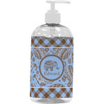 Gingham & Elephants Plastic Soap / Lotion Dispenser (16 oz - Large - White) (Personalized)