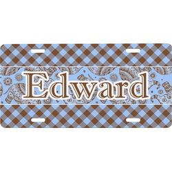 Gingham & Elephants Front License Plate (Personalized)