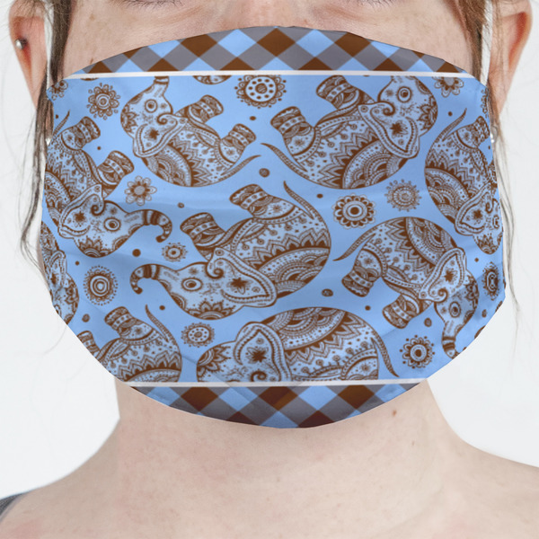 Custom Gingham & Elephants Face Mask Cover