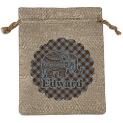 Gingham & Elephants Burlap Gift Bag (Personalized)
