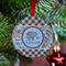 Gingham & Elephants Metal Ball Ornament - Lifestyle