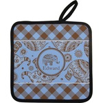 Gingham & Elephants Pot Holder w/ Name or Text