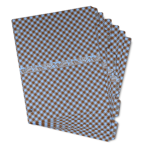 Custom Gingham & Elephants Binder Tab Divider - Set of 6 (Personalized)