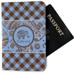 Gingham & Elephants Passport Holder - Fabric (Personalized)