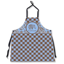 Gingham & Elephants Apron Without Pockets w/ Name or Text