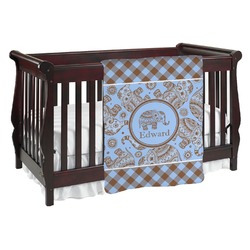 Gingham & Elephants Baby Blanket (Double Sided) (Personalized)