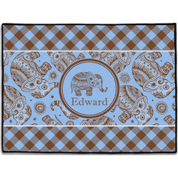 Gingham & Elephants Door Mat - 24"x18" (Personalized)