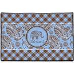 Gingham & Elephants Door Mat - 36"x24" (Personalized)