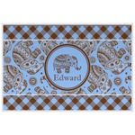 Gingham & Elephants Laminated Placemat w/ Name or Text