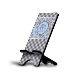 Gingham & Elephants Cell Phone Stand (Personalized)
