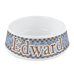 Gingham & Elephants Plastic Dog Bowl - Small (Personalized)