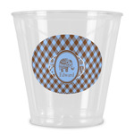 Gingham & Elephants Plastic Shot Glass (Personalized)