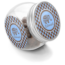 Gingham & Elephants Puppy Treat Jar (Personalized)