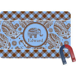 Gingham & Elephants Rectangular Fridge Magnet (Personalized)