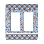 Gingham & Elephants Rocker Style Light Switch Cover - Two Switch