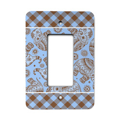 Gingham & Elephants Rocker Style Light Switch Cover