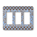 Gingham & Elephants Rocker Style Light Switch Cover - Three Switch